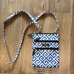 Scout blue and white crossbody bag